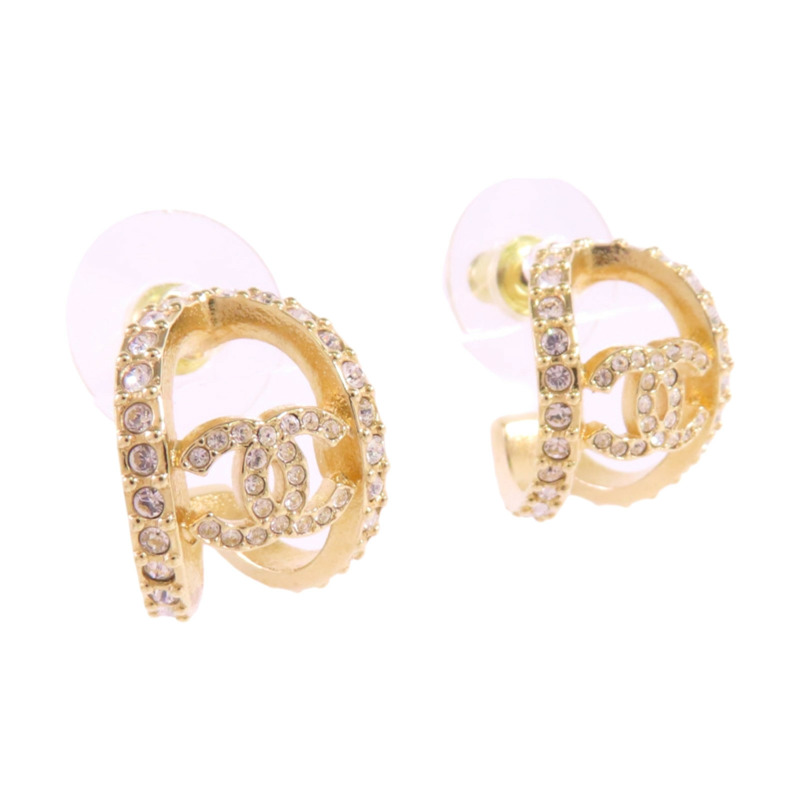 CHANEL 金屬/水鑽Earrings金扣耳環-2