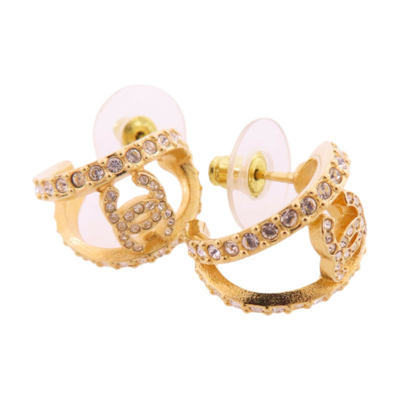 CHANEL 金屬/水鑽Earrings金扣耳環-8