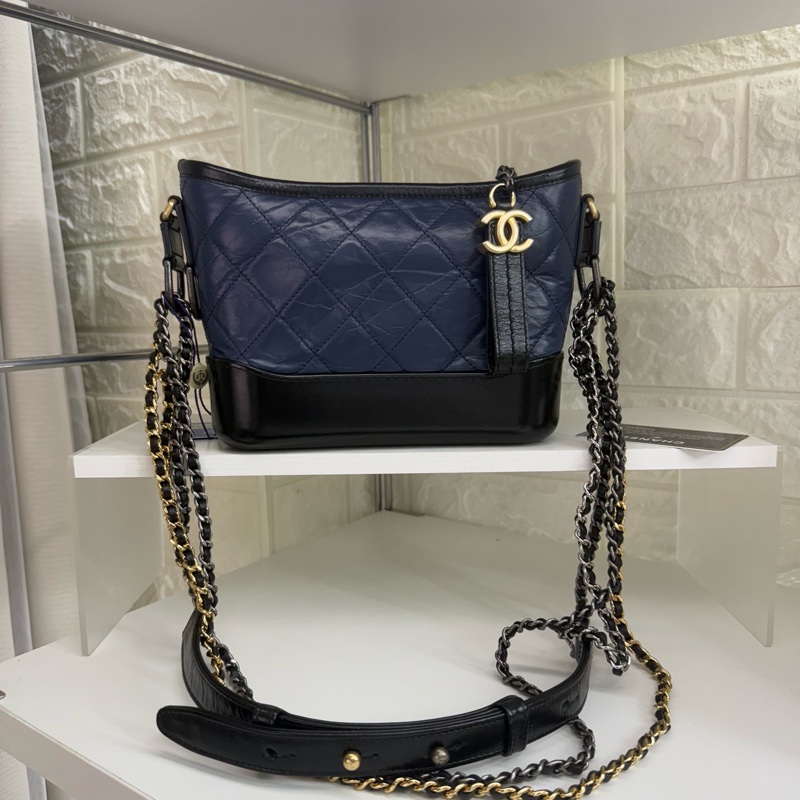 Chanel 藍黑流浪包小號帶卡-0