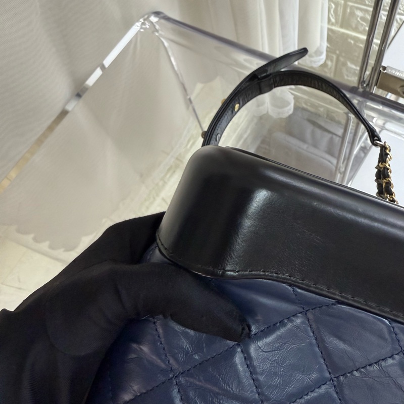 Chanel 藍黑流浪包小號帶卡-8