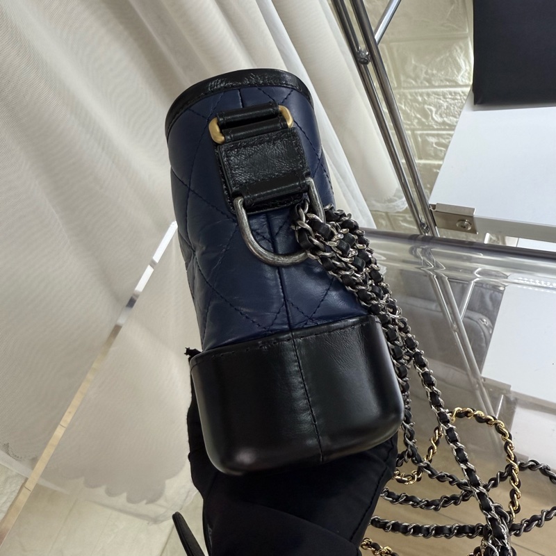 Chanel 藍黑流浪包小號帶卡-9