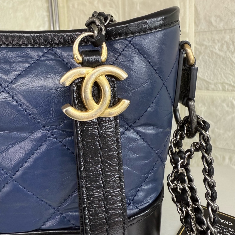 Chanel 藍黑流浪包小號帶卡-13