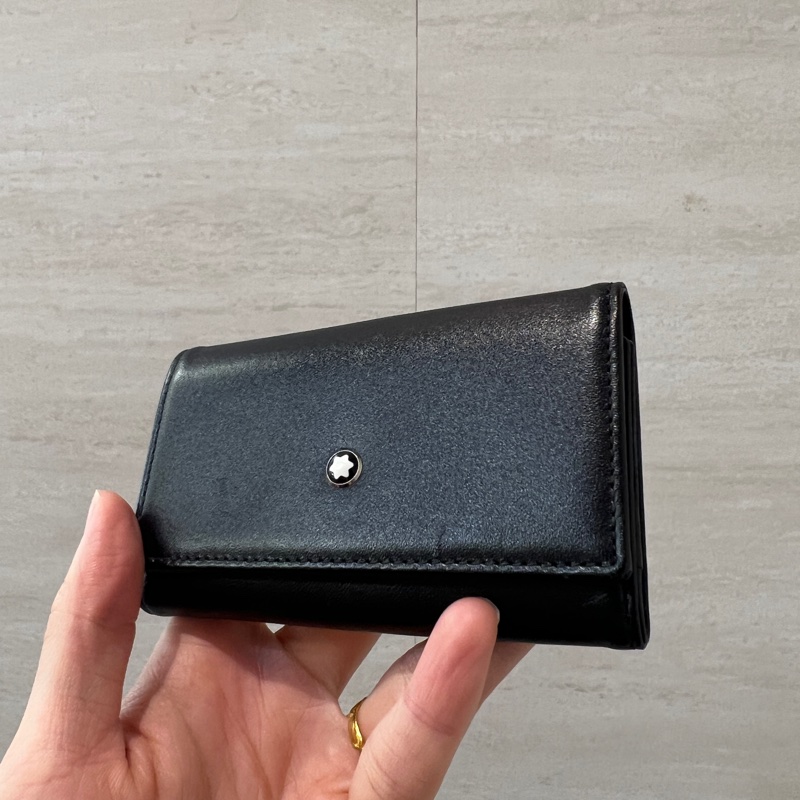 Montblanc 黑牛皮銀釦6匙鑰匙包-1