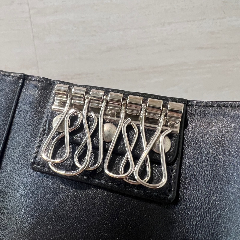 Montblanc 黑牛皮銀釦6匙鑰匙包-10