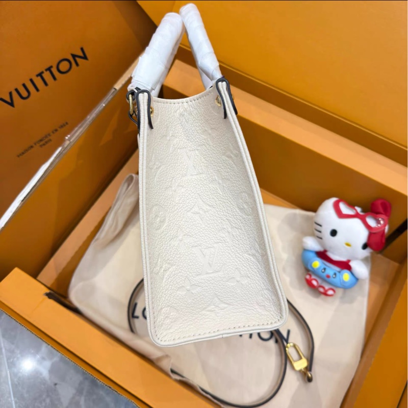 LV 路易威登 onthego 奶油白全皮壓紋小號 單肩斜挎手提包-2