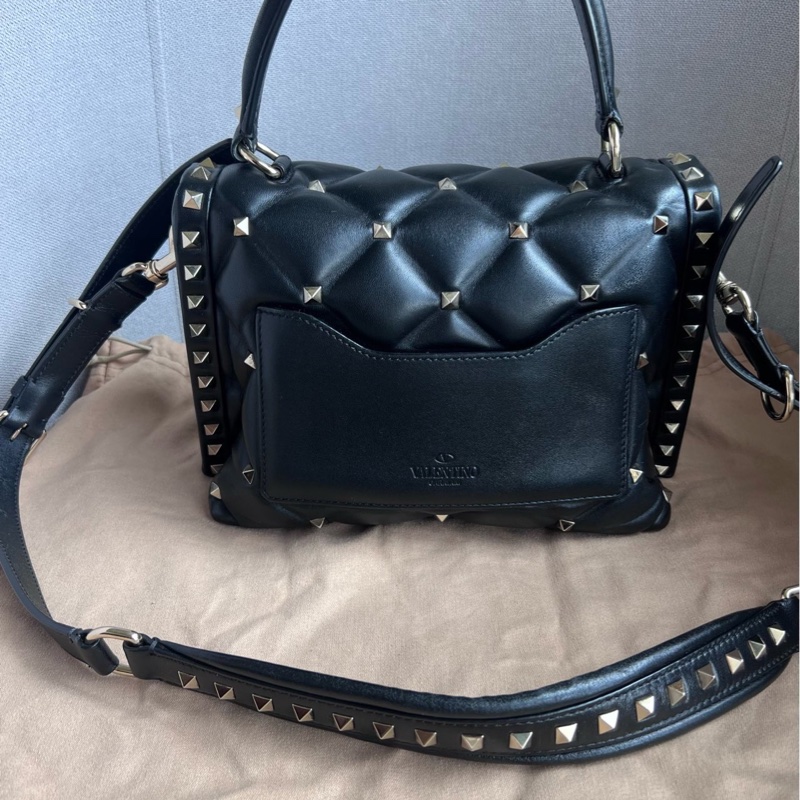 Valentino華倫天奴 黑色鉚釘 手提單肩包 尺寸：約24*18 單品-1