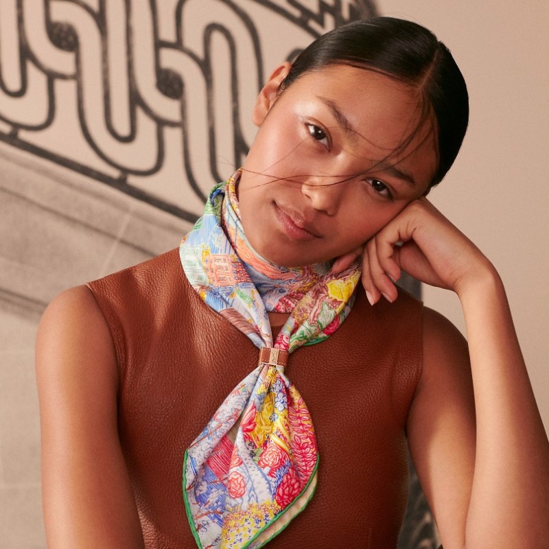 全新 HERMÈS 愛馬仕 Les Folies du Faubourg "翱翔福寶之夢" 90方巾-6