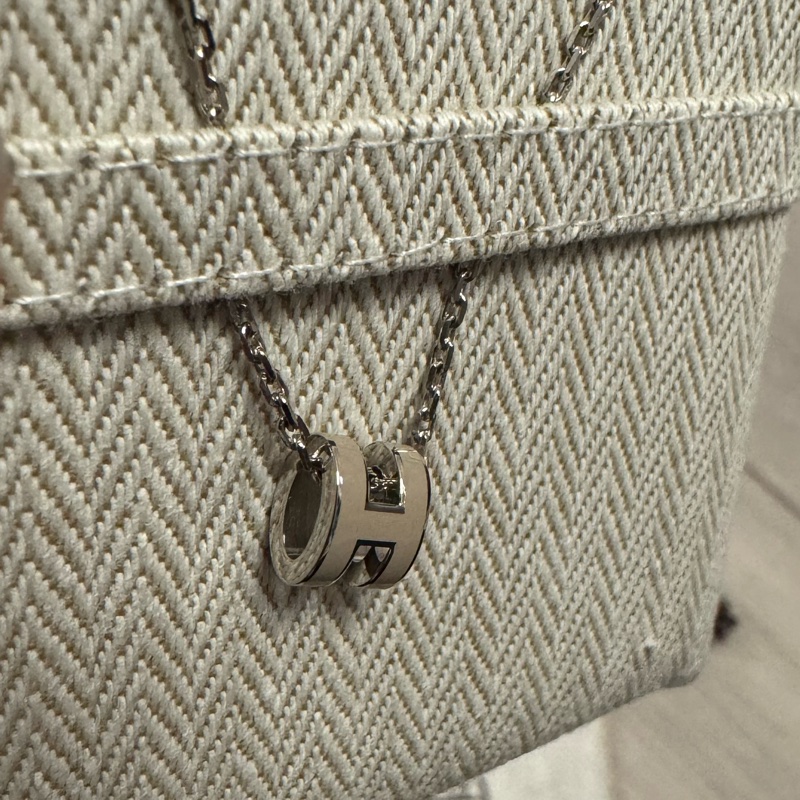 全新Hermès 愛馬仕 mini pop H 小H項鍊剛離櫃奶茶色-3