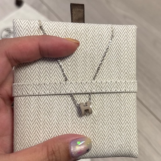 全新Hermès 愛馬仕 mini pop H 小H項鍊剛離櫃奶茶色-6