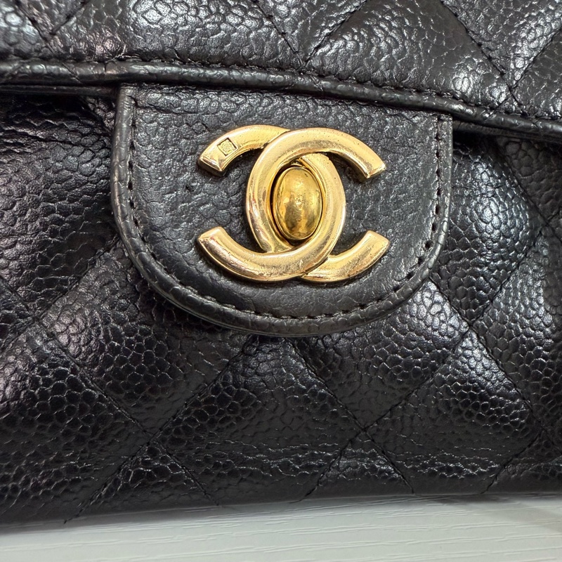 Chanel 香奈兒黑金魚子醬雙c扣方胖子鏈條包-16