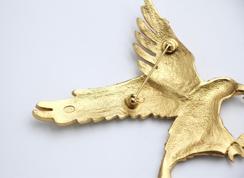 Chanel Vintage 01P水鑽老鷹大款胸針-11