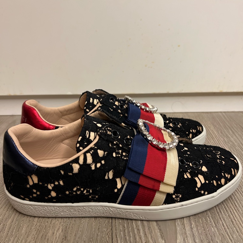 Gucci 閃石絲帶飾喱士波鞋-1