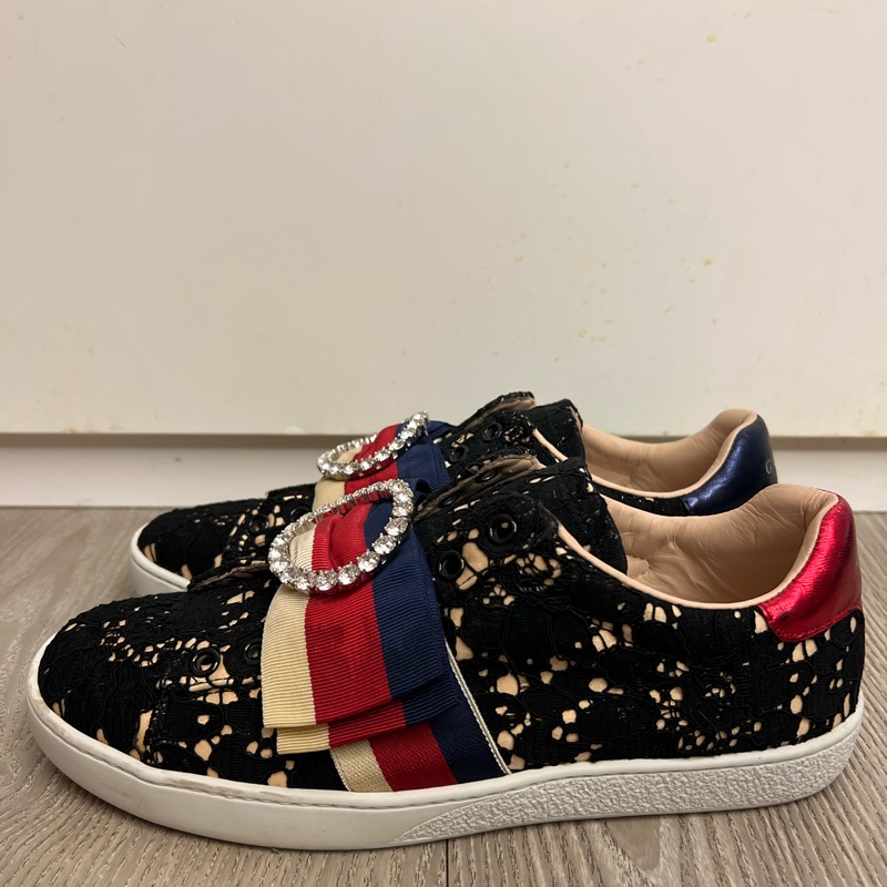 Gucci 閃石絲帶飾喱士波鞋-2