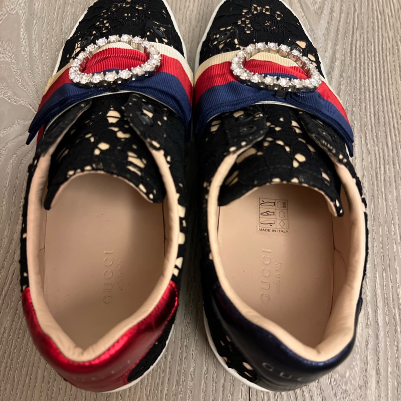Gucci 閃石絲帶飾喱士波鞋-4