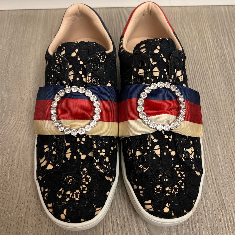 Gucci 閃石絲帶飾喱士波鞋-5