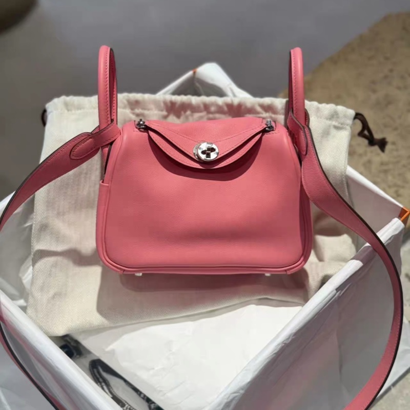 愛馬仕hermes mini lindy唇膏粉 swift皮 銀扣 Y刻-1