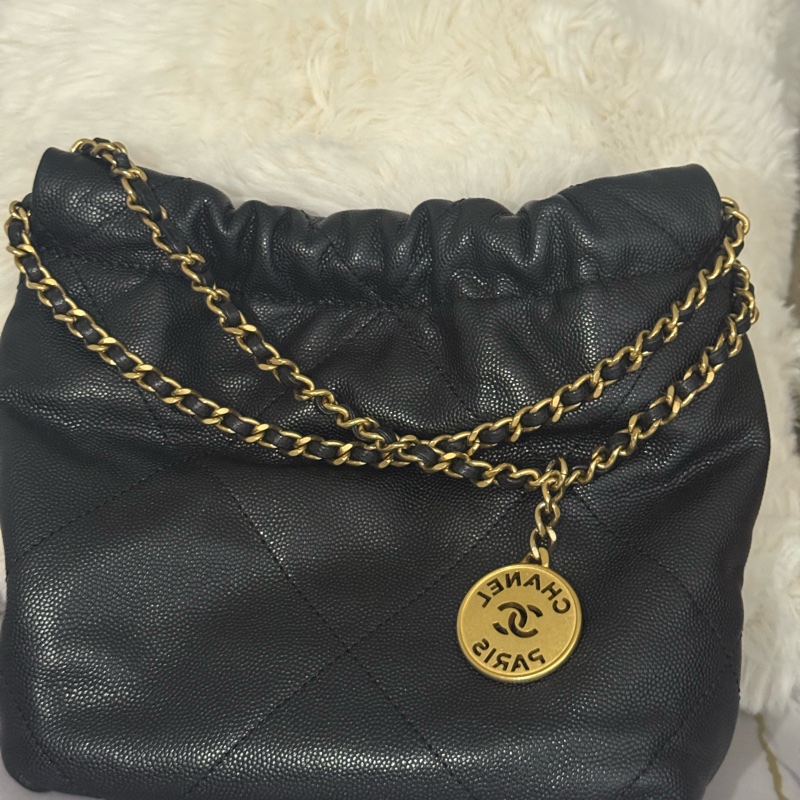 Chanel 22bag mini 魚子醬牛皮🖤-6