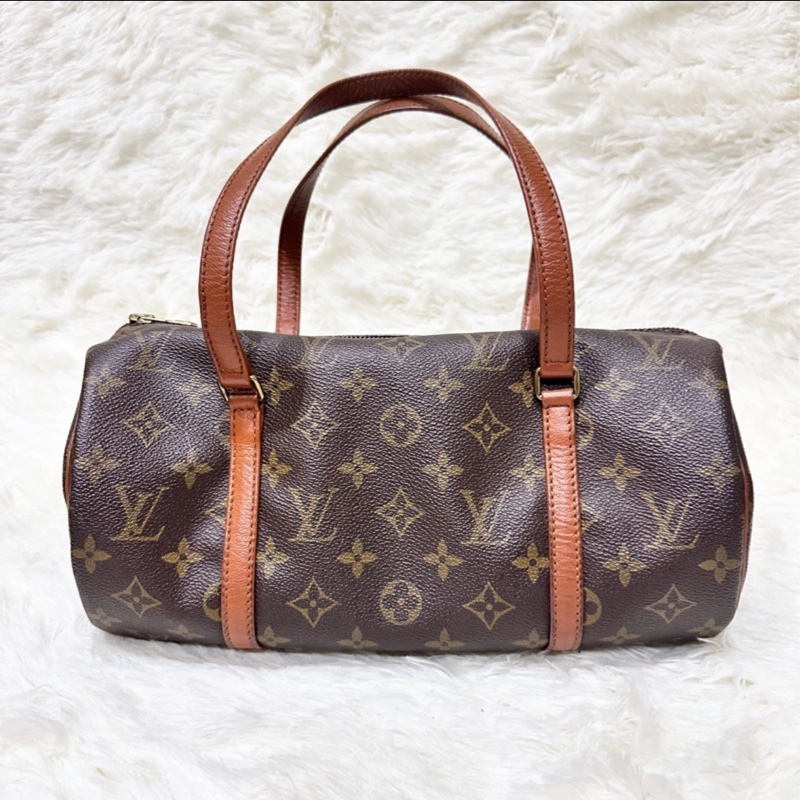 LV巴比龍30老花紅皮圓筒包-0