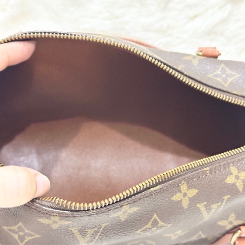 LV巴比龍30老花紅皮圓筒包-2