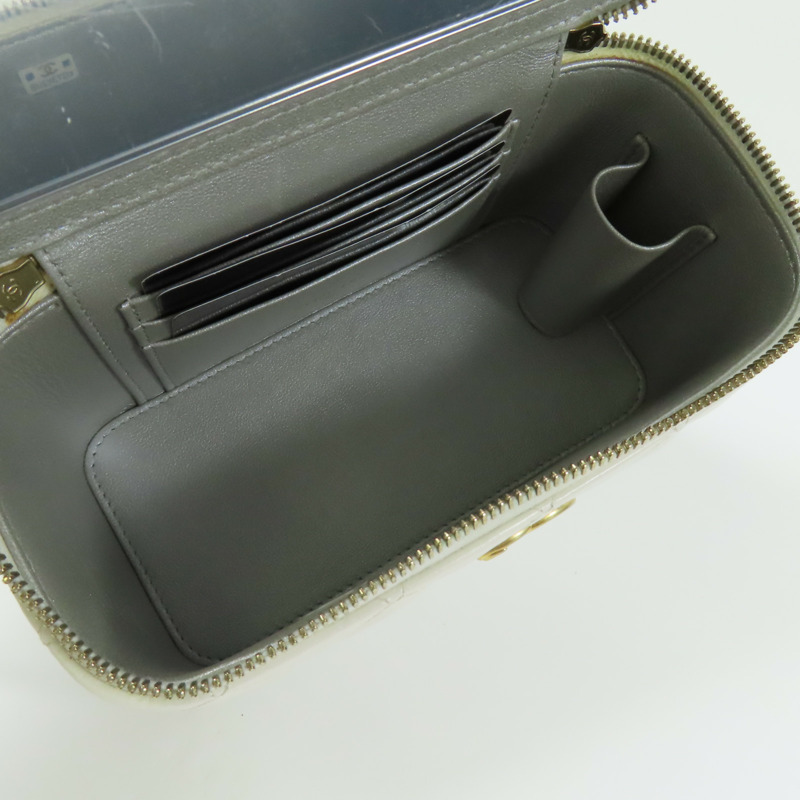 CHANEL 羊皮皮革Vanity Case Handle金扣鏈帶手挽肩背兩用袋-4