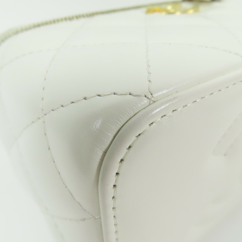 CHANEL 羊皮皮革Vanity Case Handle金扣鏈帶手挽肩背兩用袋-9