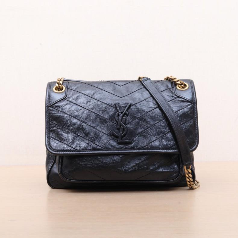 SAINT LAURENT(聖羅蘭) Niki 中號 28 D扣 黑色 金扣-0
