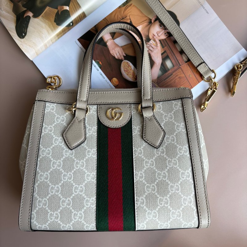 ::GUCCI:: 547551白色GG Supreme紅綠織帶手提兩用方包(小)-0