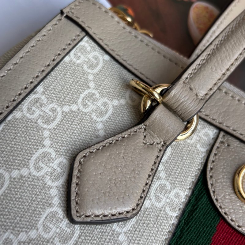 ::GUCCI:: 547551白色GG Supreme紅綠織帶手提兩用方包(小)-11