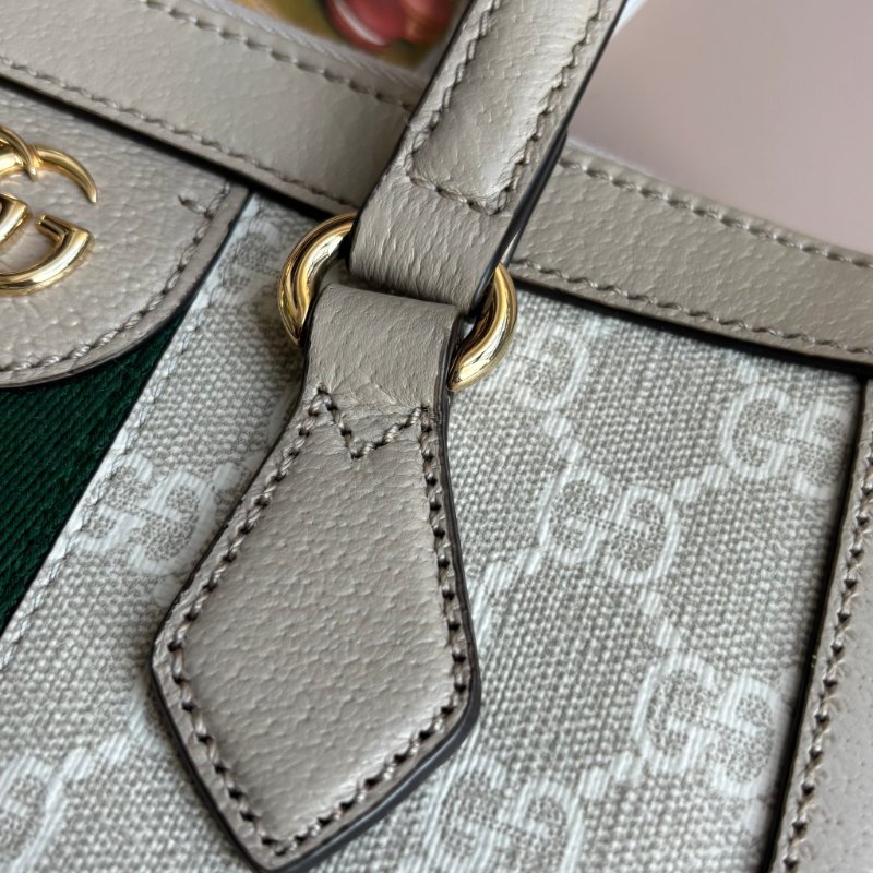 ::GUCCI:: 547551白色GG Supreme紅綠織帶手提兩用方包(小)-12