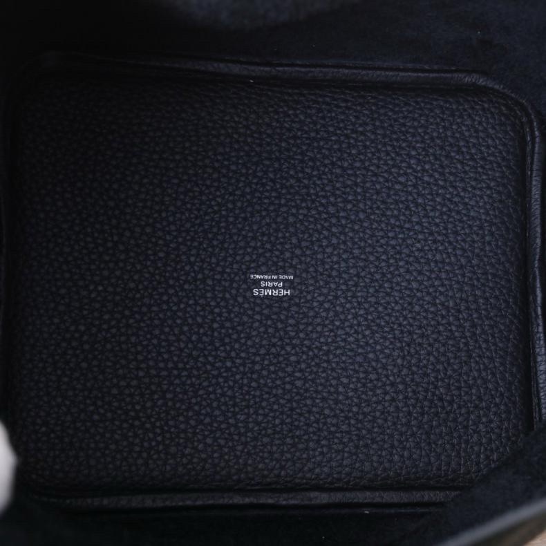 HERMES(愛馬仕) Picotin 22 菜籃子 89黑色 TM皮 W刻 銀扣-4