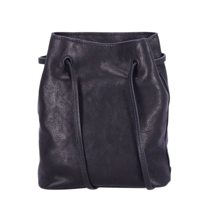 【MIU MIU】Mini Bag 納帕皮革 壓紋字母 迷你 肩背包 斜背包 水桶包 黑色 5NF460-3
