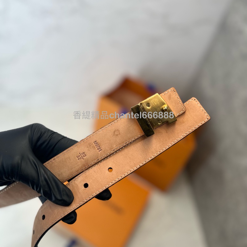 💗香緹國際精品💗 LV 女用金扣皮帶 老花 盒裝完整-4