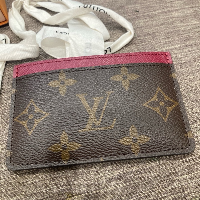Louis Vuitton 路易威登 經典老花配桃色 卡片套 名片 二手商品-1