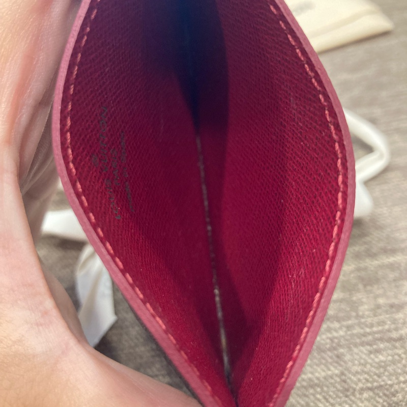 Louis Vuitton 路易威登 經典老花配桃色 卡片套 名片 二手商品-4