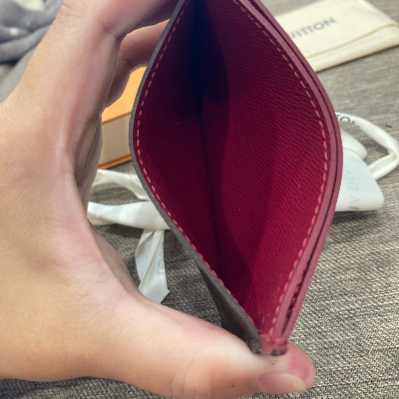 Louis Vuitton 路易威登 經典老花配桃色 卡片套 名片 二手商品-5