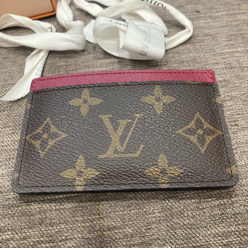 Louis Vuitton 路易威登 經典老花配桃色 卡片套 名片 二手商品-9