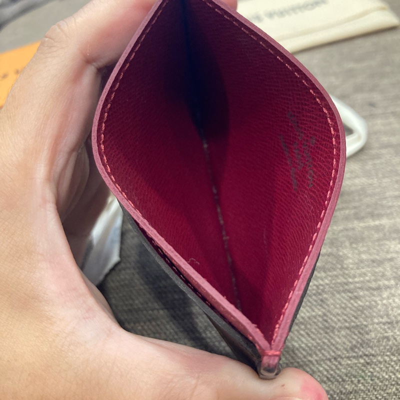 Louis Vuitton 路易威登 經典老花配桃色 卡片套 名片 二手商品-11
