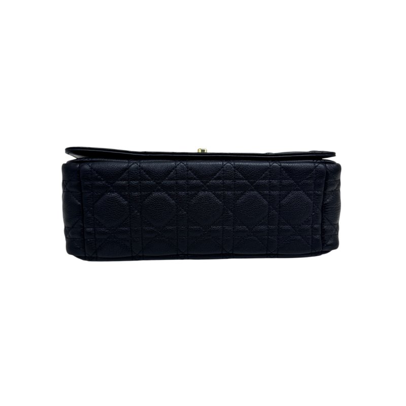 【DIOR】Caro 中號 黑色 Calfskin 牛皮 金扣肩背包 62-MA-1223-11