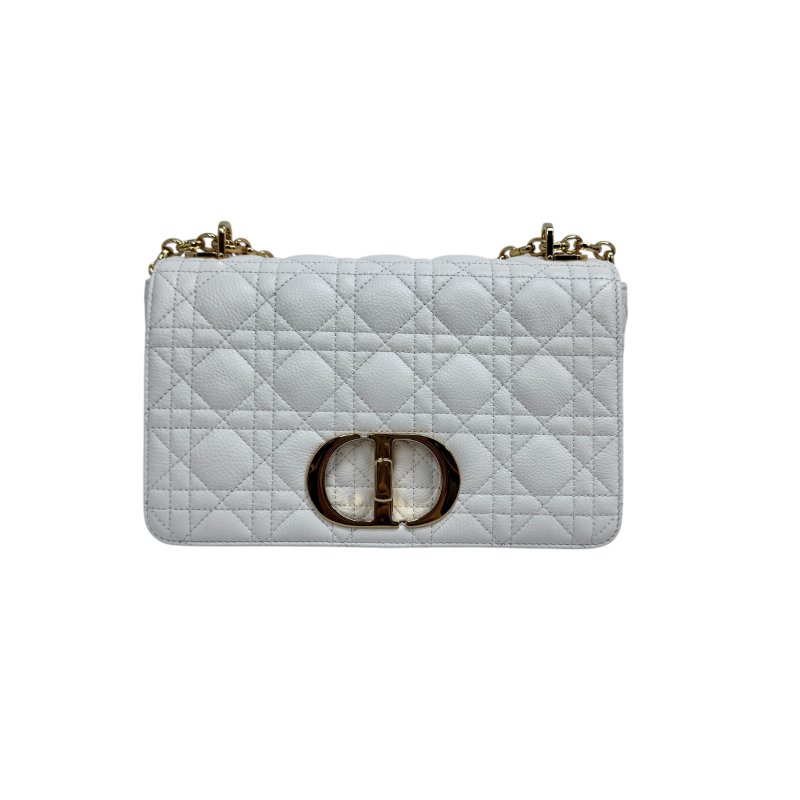 【DIOR】Miss Caro 中號 白色 Calfskin 牛皮 金扣肩背包 62-MA-1223(二手)-0