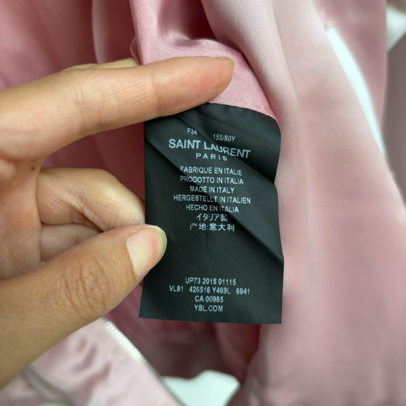 :: SAINT LAURENT :: PINK Bomber Jacket 粉色飛行外套 風衣 棒球外套絲質-8