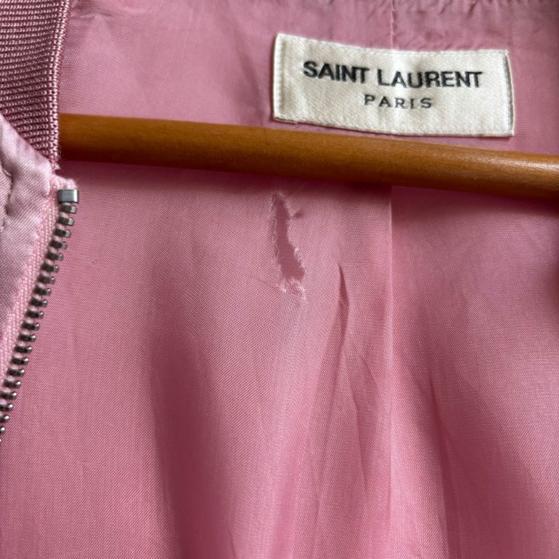 :: SAINT LAURENT :: PINK Bomber Jacket 粉色飛行外套 風衣 棒球外套絲質-10