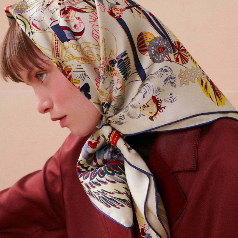 全新 HERMÈS 愛馬仕 Emile et Une Nuit “埃米爾奇幻之夜” 90方巾-7