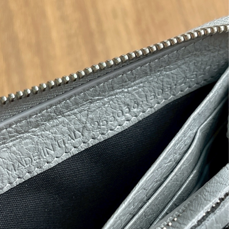 【全新正品】Balenciaga 經典拉鍊長夾 灰色 機車包鉚釘款 附盒防塵袋-4