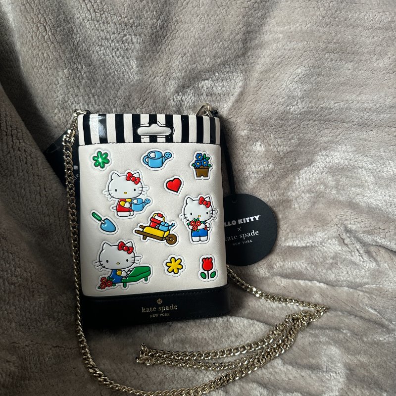 【全新】Kate Spade X Hello Kitty 聯名款 鏈條斜背手機包-0