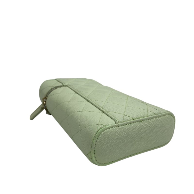 【CHANEL】薄荷綠 Caviar 魚子醬皮革 金扣 鏈條手機包 Chain Shoulder Bag（二手）-7