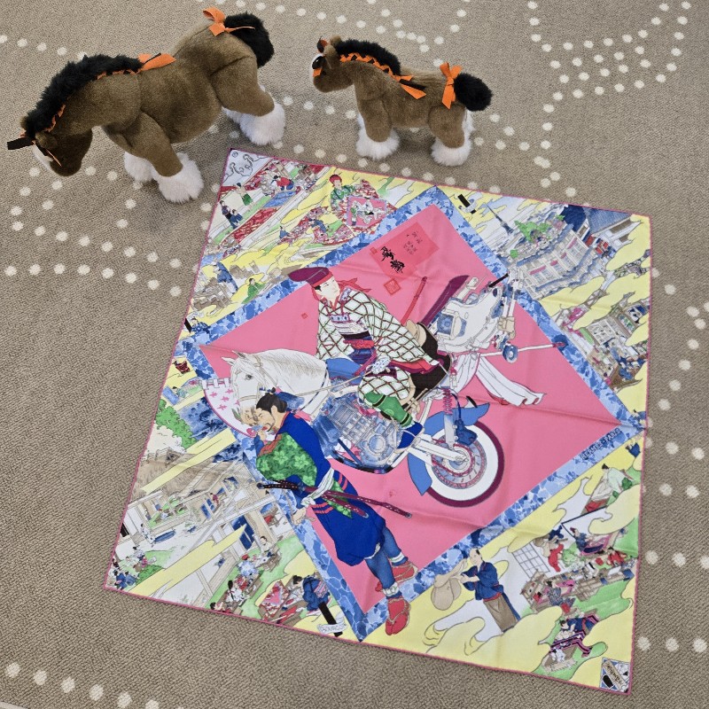 全新 HERMÈS 愛馬仕 Les Artisans d' Hermès "愛馬仕工匠" 90方巾-0