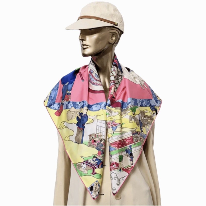 全新 HERMÈS 愛馬仕 Les Artisans d' Hermès "愛馬仕工匠" 90方巾-3