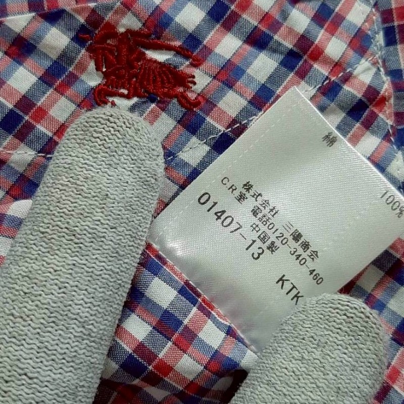 絕版正品BURBERRY 博柏利 BLACK LABEL 黑標 戰馬 男格紋短袖襯衫3號-8