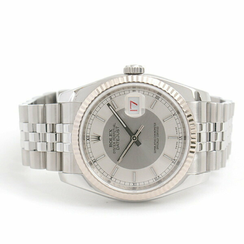 勞力士手錶男式 Datejust 自動 Z 系列灰色 x 銀色錶盤 SS 白金勞力士 116234-1