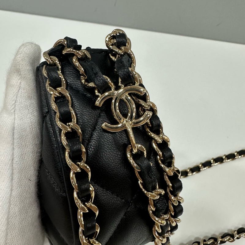 Chanel ap3232 黑色羊皮雙C鏈條斜背包 月牙包mini-18